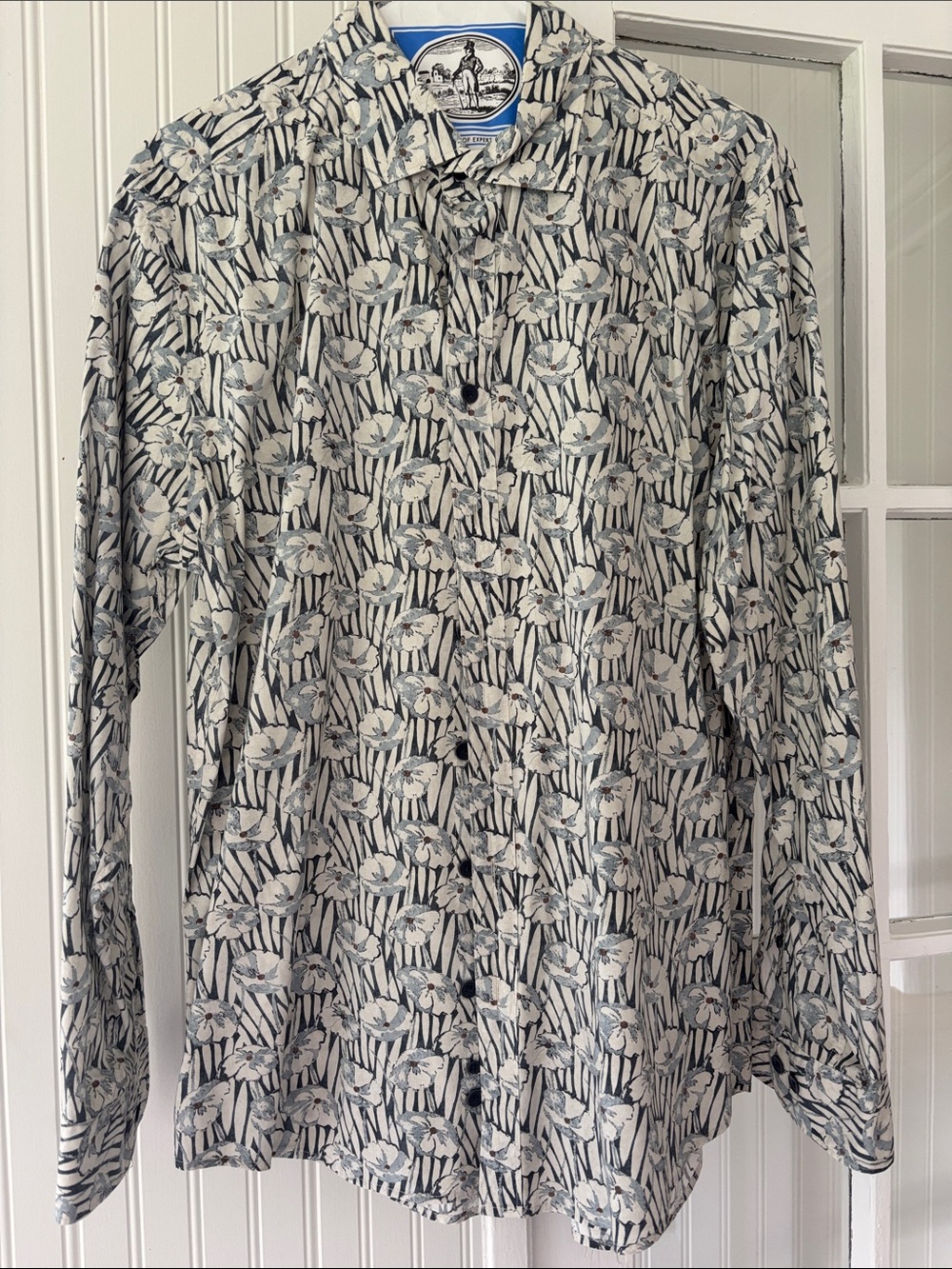 Rodd & Gunn White and Blue Floral Print Men's Shirt